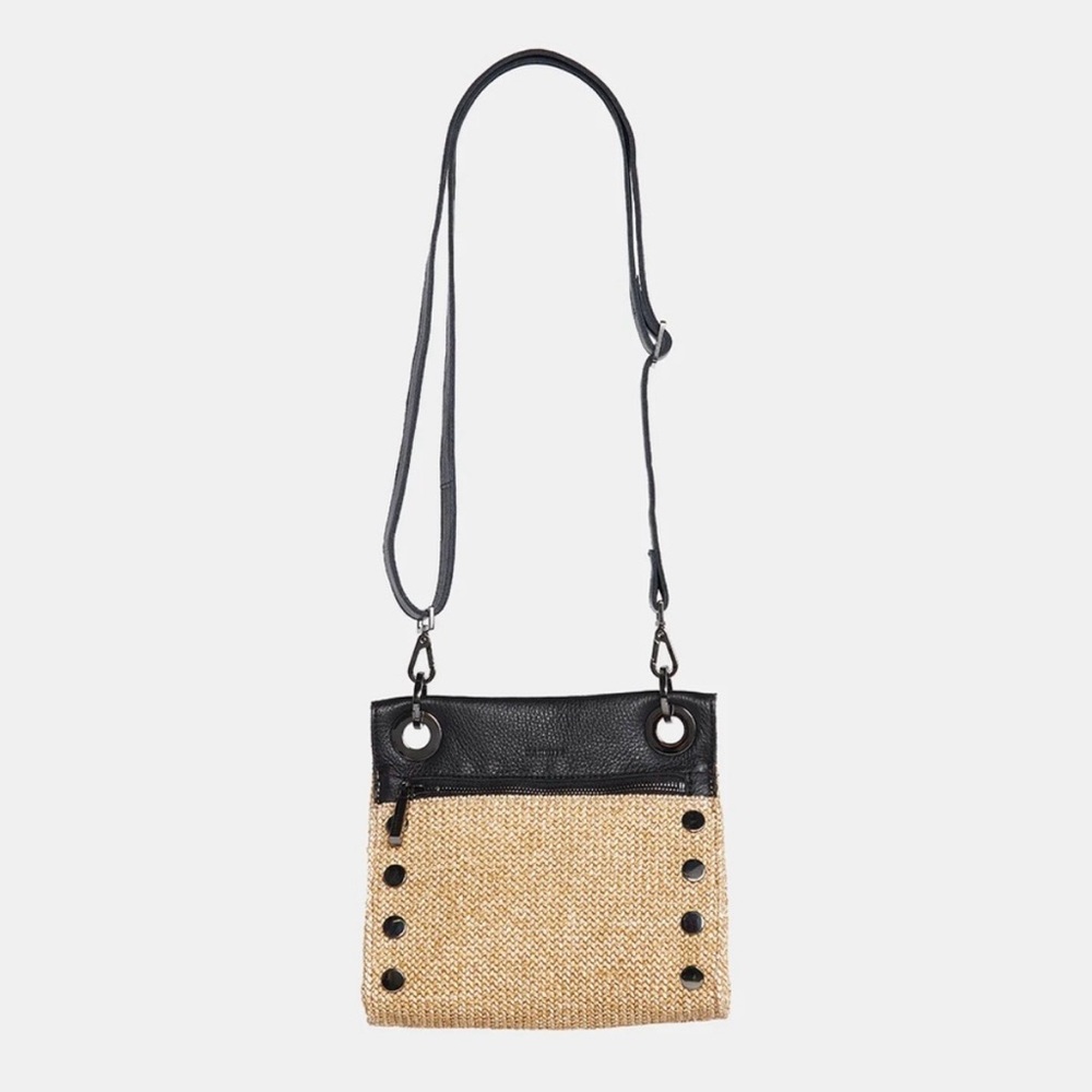 Hammitt Black and Tan Crossbody Bag with Gunmetal Accents